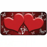 Red White Hearts Butterfly Oil Rubbed Metal Novelty License Plate 6" x 3" (BP)