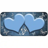 Light Blue White Hearts Butterfly Oil Rubbed Metal Novelty License Plate 6" x 3" (BP)