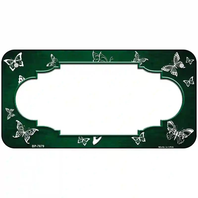 Green White Scallop Butterfly Oil Rubbed Metal Novelty License Plate 6" x 3" (BP)