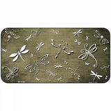 Gold White Dragonfly Oil Rubbed Metal Novelty License Plate 6" x 3" (BP)