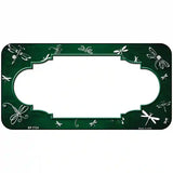 Green White Dragonfly Scallop Oil Rubbed Metal Novelty License Plate 6" x 3" (BP)