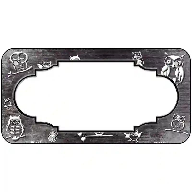 Black White Owl Scallop Oil Rubbed Metal Novelty License Plate 6" x 3" (BP)