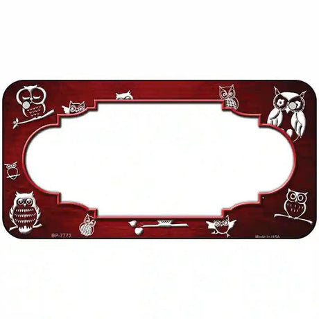 Red White Owl Scallop Oil Rubbed Metal Novelty License Plate 6" x 3" (BP)