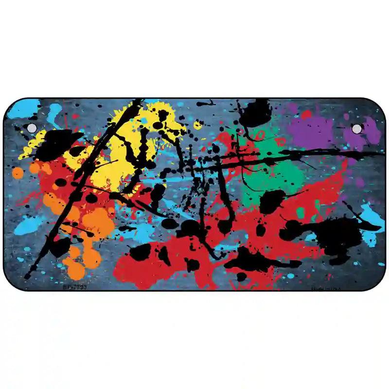 Light Blue Splatter Oil Rubbed Metal Novelty License Plate 6" x 3" (BP)