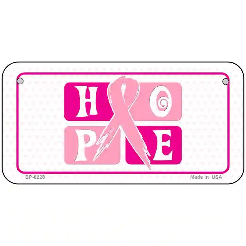 Hope Breast Cancer Ribbon Novelty Metal License Plate 6" x 3" (BP)