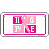 Hope Breast Cancer Ribbon Novelty Metal License Plate 6" x 3" (BP)