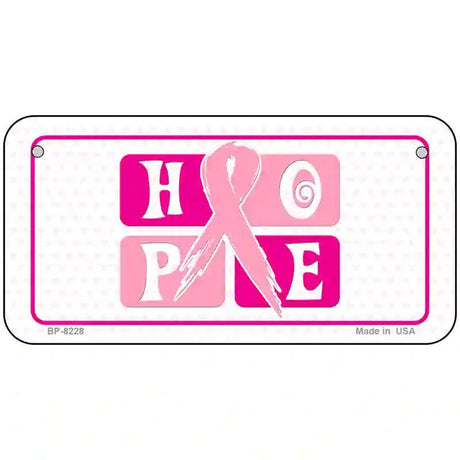 Hope Breast Cancer Ribbon Novelty Metal License Plate 6" x 3" (BP)