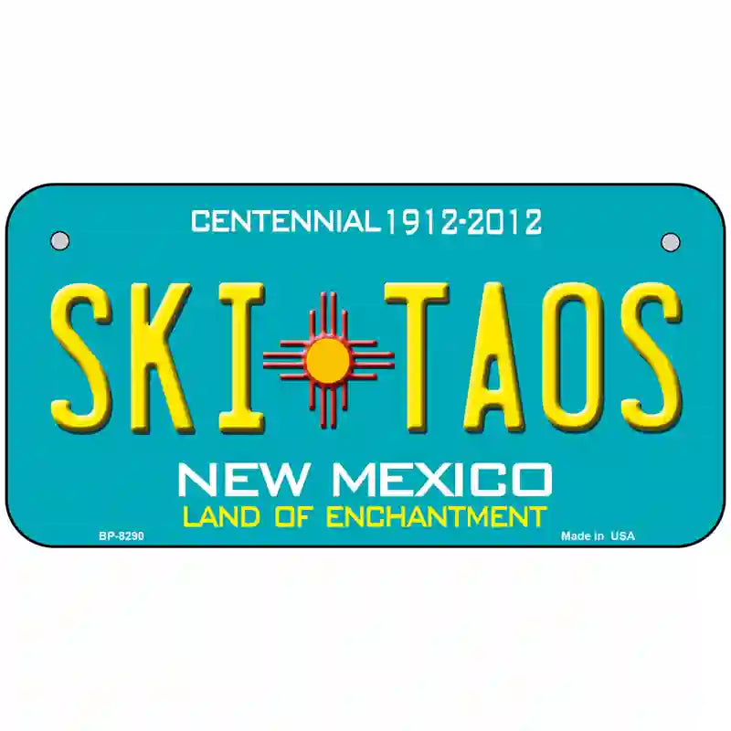 Ski Taos Teal New Mexico Novelty License Plate 6" x 3" (BP)