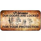Doors Locked Your Protection Metal Novelty License Plate 6" x 3" (BP)