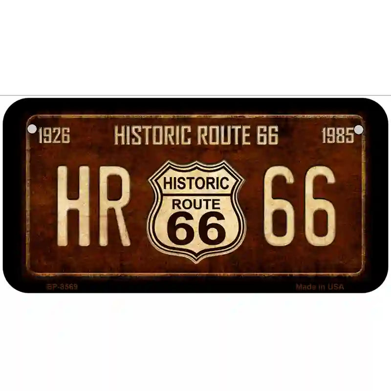 Historic Route 66 Vintage Metal Novelty License Plate 6" x 3" Bicycle (BP)