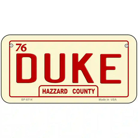 Duke Metal Novelty License Plate 6" x 3" (BP)