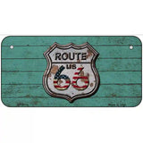 Route 66 Rusty On Wood Metal Novelty License Plate 6" x 3" (BP)