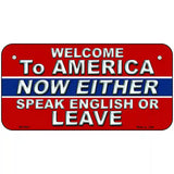 Speak English Or Leave Metal Novelty License Plate 6" x 3" (BP)