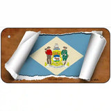 Delaware Flag Scroll Metal Novelty License Plate 6" x 3" (BP)