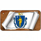 Massachusetts Flag Scroll Metal Novelty License Plate 6" x 3" (BP)