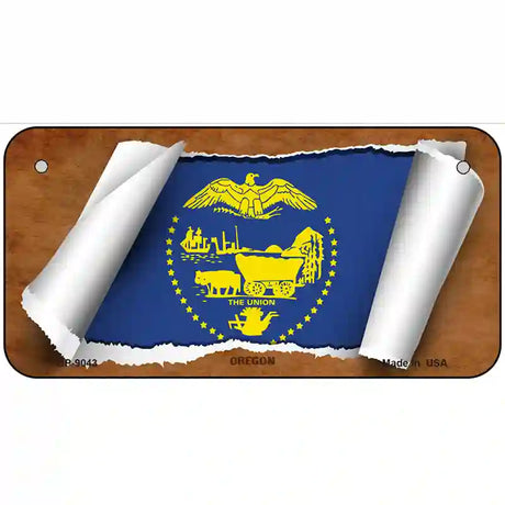 Oregon Flag Scroll Metal Novelty License Plate 6" x 3" (BP)