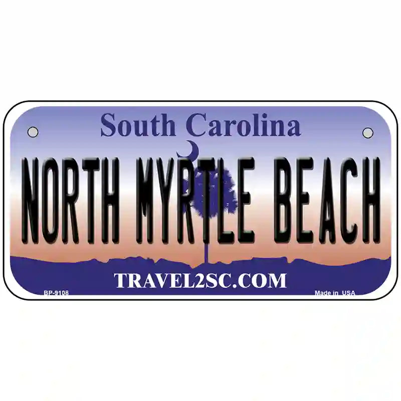 North Myrtle Beach South Carolina Metal Novelty License Plate 6" x 3" Bicycle (BP)