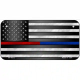 American Flag Police / Fire Novelty Metal License Plate 6" x 3" (BP)