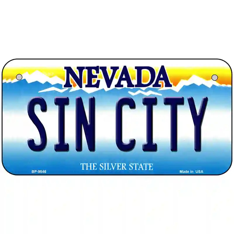 Sin City Nevada Novelty Metal License Plate 6" x 3" (BP)