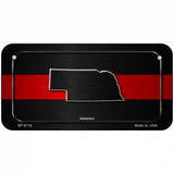 Nebraska Thin Red Line Metal Novelty License Plate 6" x 3" (BP)