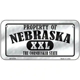 Property Of Nebraska Novelty Metal License Plate 6" x 3" (BP)