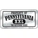 Property Of Pennsylvania Novelty Metal License Plate 6" x 3" (BP)