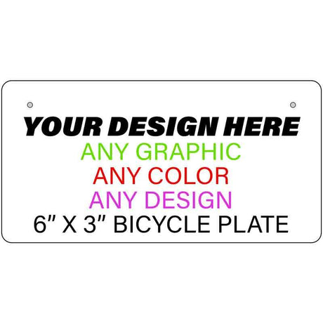 Personalized Design Your Own Custom Bicycle License Plate Tag Tag | 6" x 3"