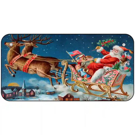 Santa Sleigh Metal Novelty License Plate 6" x 3" (BP)