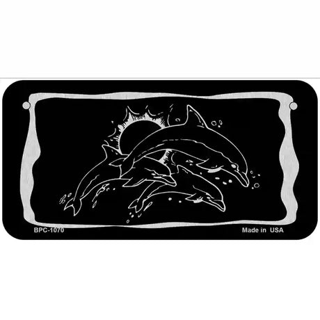Dolphins Black Brushed Chrome Novelty Metal License Plate 6" x 3" (BPC)
