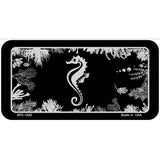 Sea Horse Black Brushed Chrome Novelty Metal License Plate 6" x 3" (BPC)