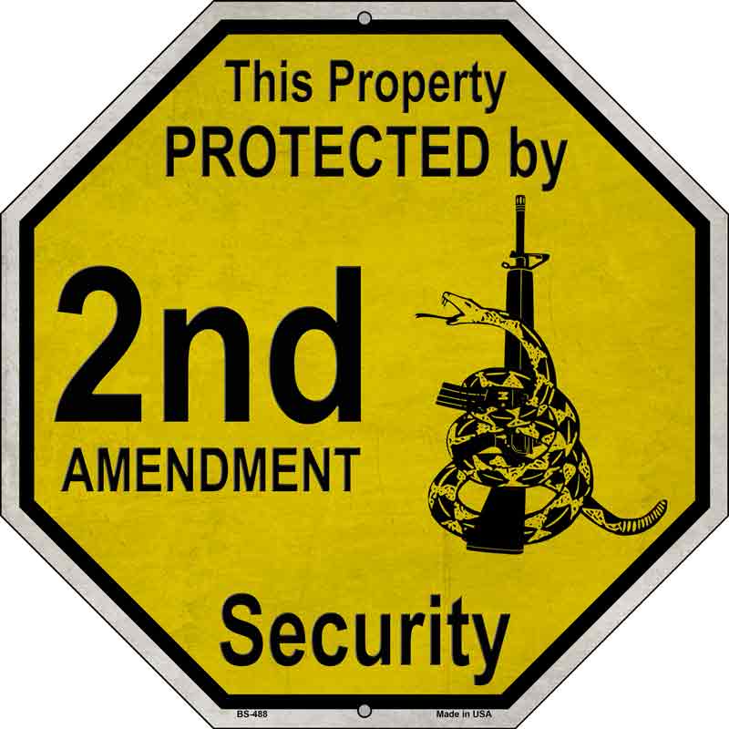 Protected By 2nd Amendment Security Wholesale Novelty Metal Octagon Sign