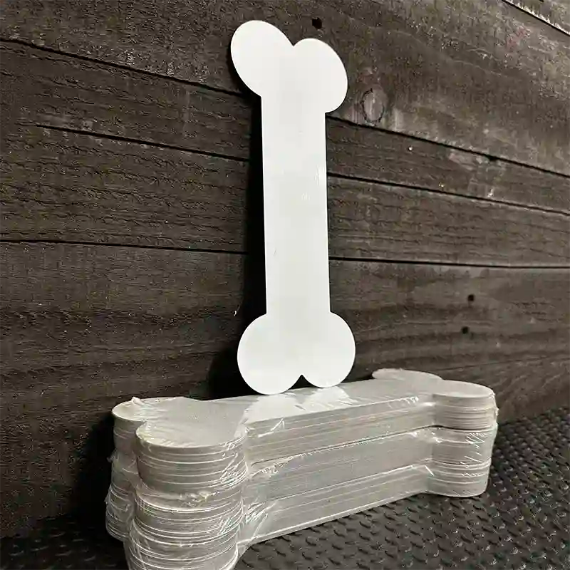 BULK-B-000 White Dye Sublimation 3.5" x 9" Novelty Metal Bone Magnet 100pc