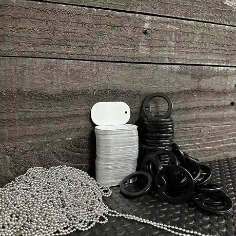 BULK-DT-000 White Dye Sublimation 2" x 1" Metal Novelty Dog Tag Necklace 100pc