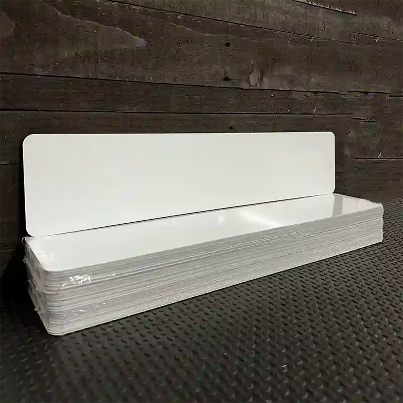 BULK-EP-000 White Dye Sublimation 20.5" x 4.5" Novelty Metal European (No Holes) Plate 100pc