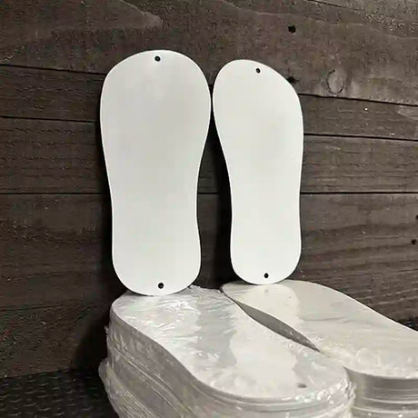 White Dye Sublimation Blank 8" Metal Flip Flop Sign - 100 Pack BULK-FF-000 8" x 3.75" Sign (FF)