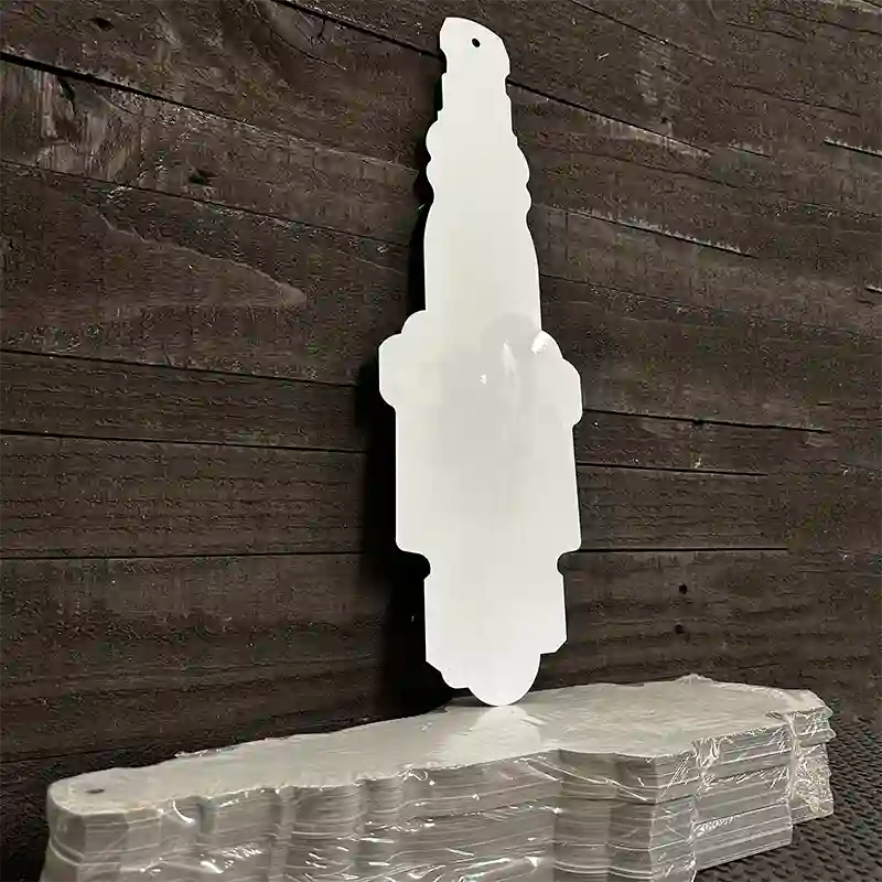 BULK-J-000 White Dye Sublimation 17" Novelty Metal Spark Plug Sign 100pc Pack