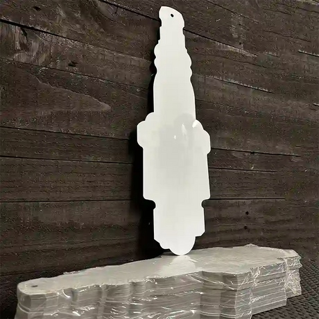 BULK-J-000 White Dye Sublimation 17" Novelty Metal Spark Plug Sign 100pc Pack