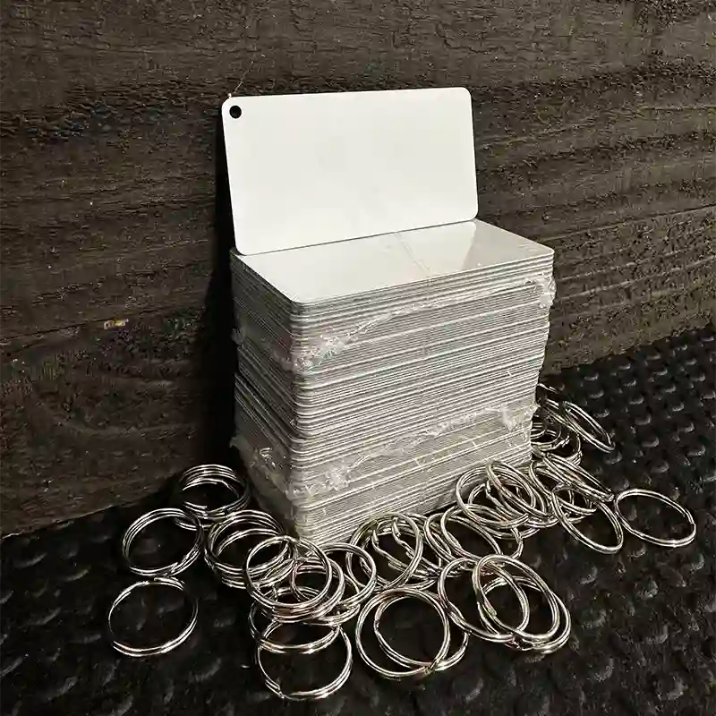 Bulk KC-000 White Dye Sublimation 1.5" x 3" Novelty Metal Key Chain 100pc with Rings