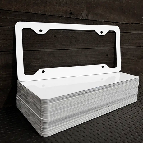 White Dye Sublimation Blank 6.5" x 12.25" Metal License Plate Frame - 100 Pack BULK-LPF-000 12.25" x 6.5" Standard Frame (LPF)