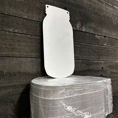 BULK-MJ-00 White Dye Sublimation 4" x 8" Novelty Metal Mason Jar Sign 100pc
