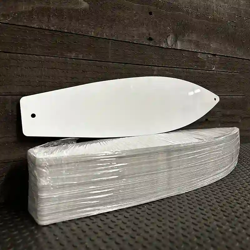 BULK-SB-000 White Dye Sublimation 17" Novelty Metal Surfboard Sign 100pc