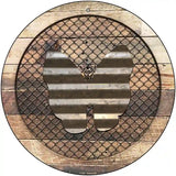 Corrugate Butterfly on Wood Novelty Metal Circular Sign 12" (C)