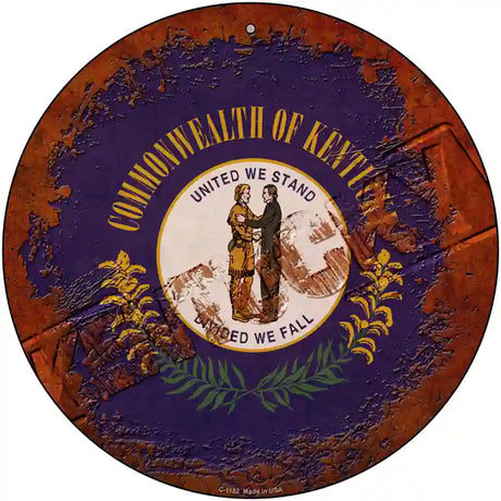 Kentucky Rusty Stamped Novelty Metal Circular Sign 12" (C)
