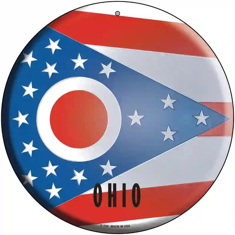 Ohio State Flag Metal Circular Sign 12" (C)