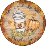 Pumpkin and Latte Novelty Metal Circle Sign 12" (C)