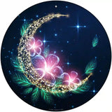 Moon and Flowers Novelty Metal Circle Sign 12" (C)