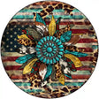 Turquoise Concho Sunflower Novelty Metal Circle Sign 12" (C)