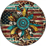 Turquoise Concho Sunflower Novelty Metal Circle Sign 12" (C)