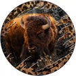 Bison Dark Animal Print Novelty Metal Circle Sign 12" (C)