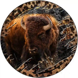 Bison Dark Animal Print Novelty Metal Circle Sign 12" (C)